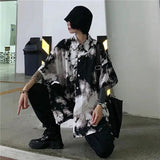 Punk Women's shirt Gothic Black Blouse Top New Women Tie Dye Korean Oversize blouses & shirts Loose Casual Clothes