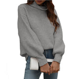 Solid-Color Knitted Shirt Women's High-Collar Women's New High-Collar Sweater In Autumn And Winter