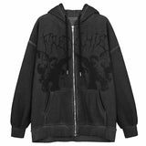 Hip Hop Streetwear Hoodies Men Jacket Angel Dark Print Toppies Coat Goth Harajuku Y2k Clothes Punk Jacket Outwear