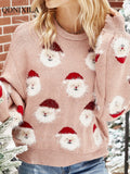 Autumer Winter Christmas Knit Pullover Women Sweater Korean Cartoon Crew Neck Long Sleeve Casual Loose Soft Warm