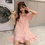 Women Fashion Pure Summer Sweet Soft Short Sleeve Mini Sleepshirts Chic Nighty for Ladies Princess Soft New