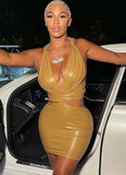 Party Sexy Halter Mini Leather