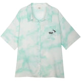 Women Plus Size Shirt Kawaii Print Cute Harajuku Polo Collar Blouses Oversize Korean Casual Pink Tops Unisex