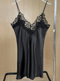 TWOTWINSTYLE Sexy Patchwork Lace Sling Dress For Women V Neck Sleeveless High Waist Mini Dresses Female Fashion Summer