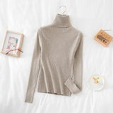 Women's Turtleneck Autumn and Winter Thicken Sweater Fashion 2021 Casual Pullover Knitted Jumper Striped Vintage Sweater