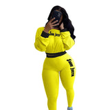 Piece Set Women Fall Clothing Suit Letter Print Ribbed Outfit Tracksuit Bodycon Active Wear Matching Set Wholesale