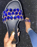 Summer Glitter Slippers Women Shoes Flat Sandals Rhinestone Beach House Ladies Slippers Bling Slides Black