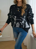 Women's TUME Exploding Halloween Jaccupy Black Skull Knitted Knitted