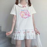 Kawaii White Mini Skirts Women Harajuku Ruffle Lace Bow Patchwork High Waist Pleated Skirt Japanese Style Soft