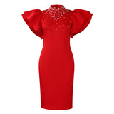 Women's 2025 New Fashion Sexy Sexy Leaf Sleeve Clam Party Dinner Dresses African