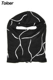 Geometric Printing Y2K Thermal Mask Harajuku Street Autumn/Winter Party Mask Knitted Women's Hat Hip Hop Balaclava
