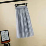 Yarn Skirt Women's Summer Long A Skirt High Waist 100 Folding Skirt 2025 Thin Soft Hanging Yarn