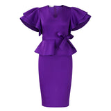 Women's Fashion Elegant Lotus Leaf Side Dress Women's Dress African