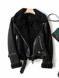 2022 Winter Women Faux Shearling Jackets Sheepskin Fake Leather Jackets Coat Lady Thick Warm Suede Lambs Short Brown