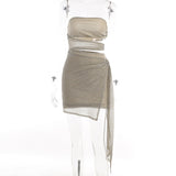 Breast Hollow Fine Flashing Dress Woman 2025 Summer New Hottie Sexy Dress