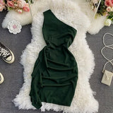 Sexy Skew Collar Sleeveless Bodycon Dress Women Elegant High Waist Sheath Mini Vestidos Female 2021 Spring Summer New
