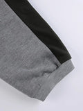 Patchwork Striped Crew Sweatshirt-Outfit