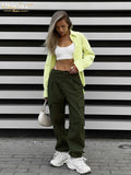 Fashion Loose Green Cargo Pants Women Autumn Casual High Wasit Straight Trousers Streetwear Pantalones Female