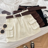 Hottie Fashion High-Rise Thin Double Pocket Workboy Dress Anti-Light Short Skirt A