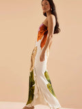 Women's New Temperament Slanted Shoulder Open Fork Printing Summer Sling Dress Dress Dress