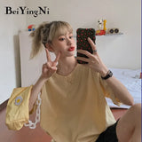 Cotton Harajuku T-shirt Female Loose Casual Korean Hipster Woman's T Shirt 2020 Summer Basic Vintage Tops Women