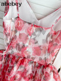 Elegant Sleeveless Sling Party Dress Sexy Deep V Backless Lady Maxi Dresses Casual Tie-Dye Print Women Beach Long