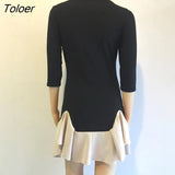 Sleeve Ruffles Autumn Winter Dress Fashion Women Sexy Wrap O Neck Solid Mini Elegant Party Bodycon Dress Casual