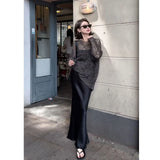 Cold Goddess Fan Lazy Wind Hollow Sun Protection Shirt Summer New Fashion Bag Hip Fishtail Skirt Two