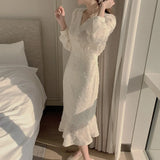 Plus Size New Spring Dress Girls Solid Female Vintage Dress Evening Party Oversize Long Sleeve Women Dresses Robe