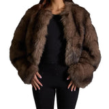 2025 Women's Fur Temperament Elegant Warm Artificial Fur Brown Casual Coat Real