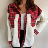 New Collared Leopard Print Plush Stitching Color Warm Long-Sleeved Autumn And Winter Shirt