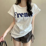 Toloer New Net Red Ins Super Fire Show Thin Shoulder Sweet Cool Short-Sleeved T-Shirt Loose Female Summer Student Coat