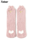 Embroidery CAT Deer Thickening Women Cotton Lovely Plush Keep Warm Sleep Ladies Funny Cute Socks Hosiery Winter