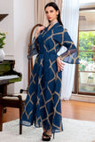 Plaid Print Belted Muslim
