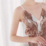White Formal Sequin Sleeveless V-Neck Mermaid Evening