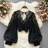 With Thin Short Perspective Creek Lace Jersey Autumn Dress New Korean Version Of The T-Shirt T-Shirt On The