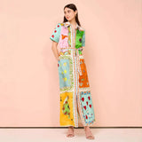 2025 New Women's Temperament Fashion Print Open Shirt Flip-Tie With