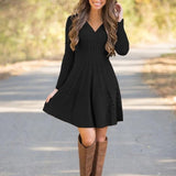 Sweater Dress Women V-neck Sexy Long Sleeve Loose Maxi Party Work Harajuku Francais Autumn Winter Vestidos