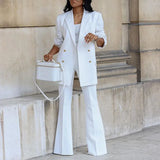 New Solid Color Casual Suit Wide Leg Pants Suit Two