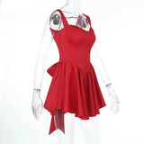 Chiffon Lace Up Bow A-line Mini Dress-Outfit
