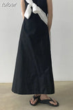 Plain Dress For Women O Neck Sleeveless Minimalist Casual Loose Maxi Dresses Female 2023 Summer Fashion Korean
