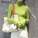Women Winter Sweater 2020 Casual Solid Elsticity Pullover Knitted Woman Sweaters Black Turtleneck Sweater