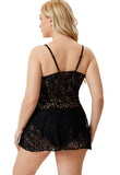Strap Solid Lace Plus Size One Piece