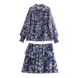 Street Style Cascade Decorative Printed Shirt 9878060 Printed Miniskirt 9878067