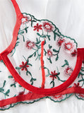 Sheer Lace Foliage Embroidered Lingerie Set-Outfit
