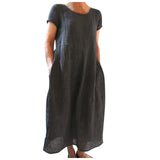 Solid-Color Retro Loose Cotton Dress Direct