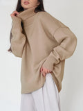 Oversized Turtleneck Sweater Women Winter Warm Loose Solid Pullovers Thick Green Turtleneck Jumper Vintage Sweaters