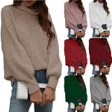 Solid-Color Knitted Shirt Women's High-Collar Women's New High-Collar Sweater In Autumn And Winter