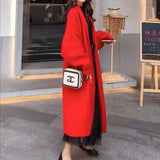 Clothes Women Faux Mink Cashmere Cardigan Loose Pull Femme Bat Sleeve Long Coat Thickness Warm Knitted Sweater