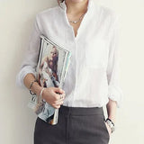Womens Tops Fashion 2019 Autumn Linen White Shirt Women Long Sleeve Blouse Korean Woman Clothes Roupas